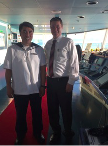 Captain Kennedy, Standing with a crew member aboard the Silver Shadow, his name was Kennedy